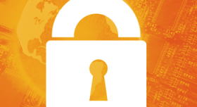 A padlock on an orange background.